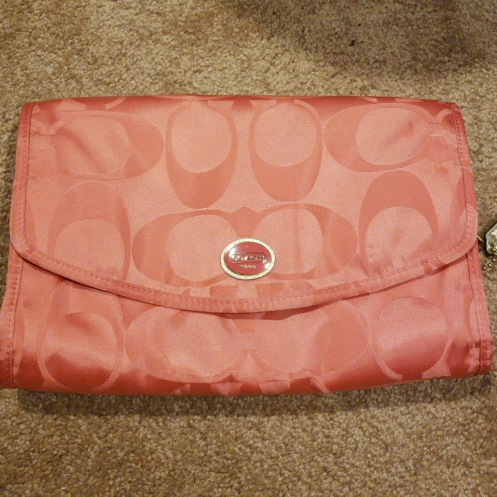 Coach Coral Traveling Makeup Bag